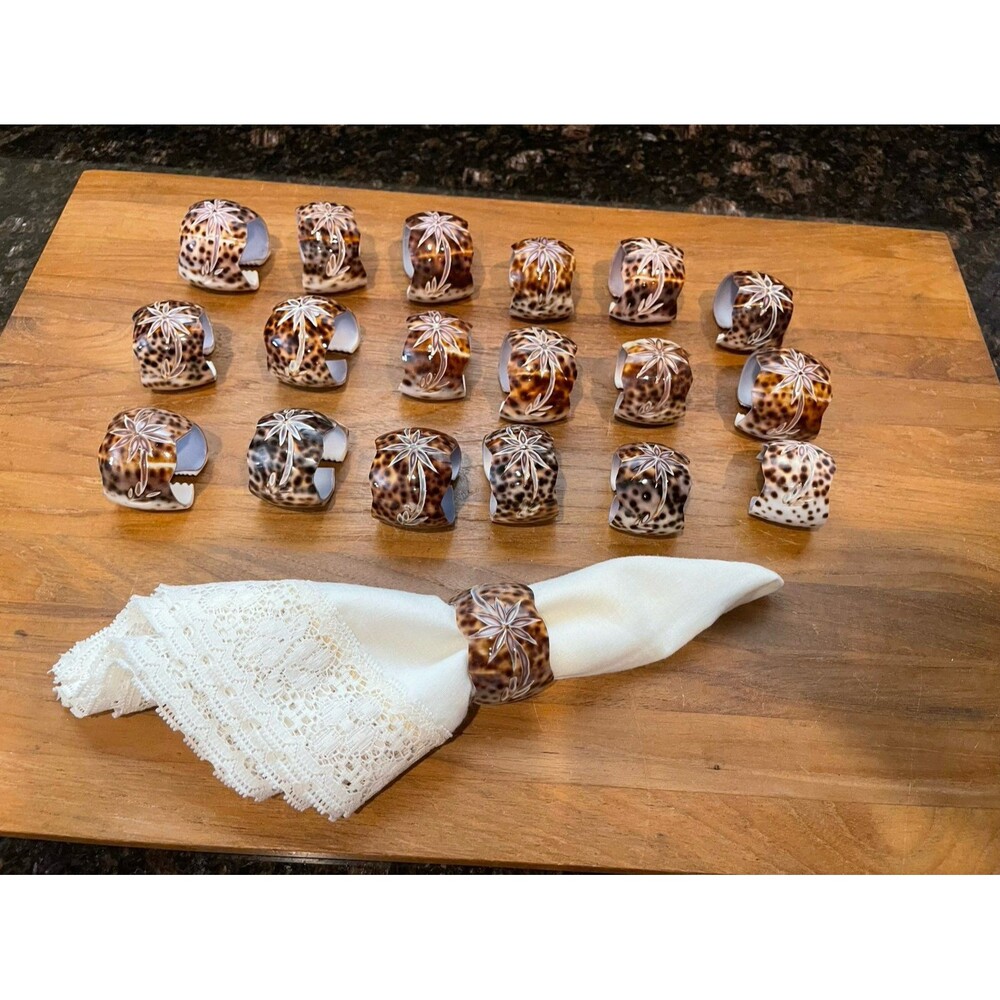 Vintage Sea Shell Cowrie Napkin Ring Holders Set Of 18